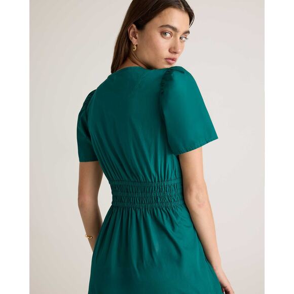 Quince Women's 100% Organic Cotton Poplin Tiered Maxi Dress Green Size L - Picture 3 of 9